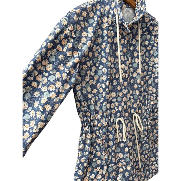 Madewell Preppy Ruffle-Neck Anorak Raincoat French Floral Blue Moon Size Smalll - Picture 7 of 14